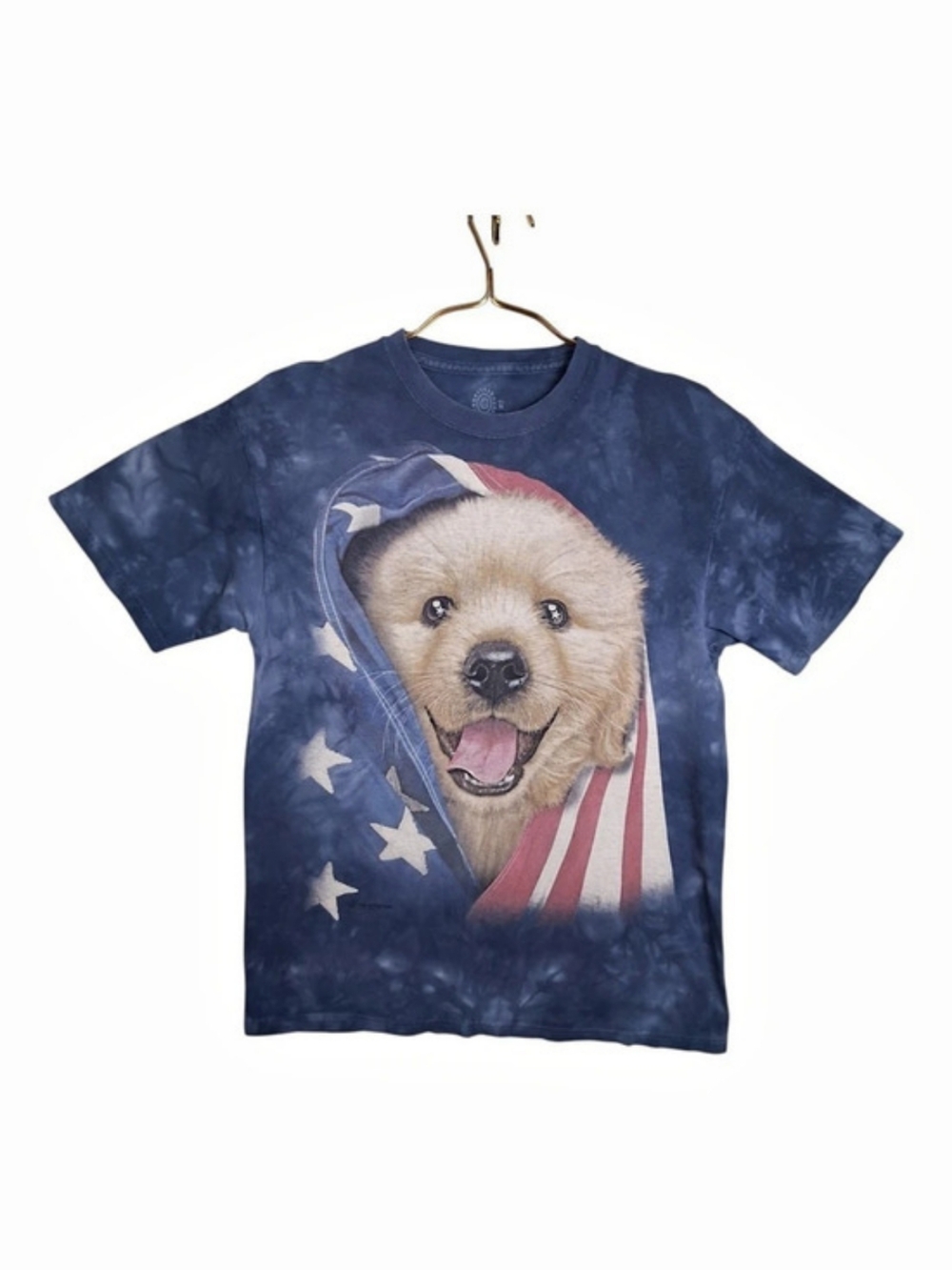 The Mountain Golden Retriever Puppy American Flag Tie Dye T-Shirt American Flag